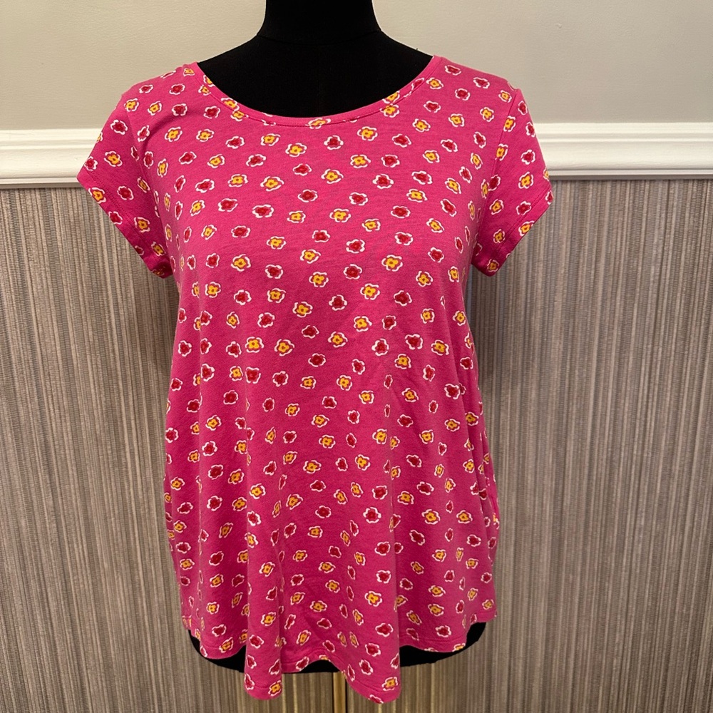 Gudrun Sjödén Pink Floral Tee XS Scandinavian Cotton Top